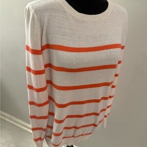 Old Navy Women's Sweater with Orange and Cream Stripes